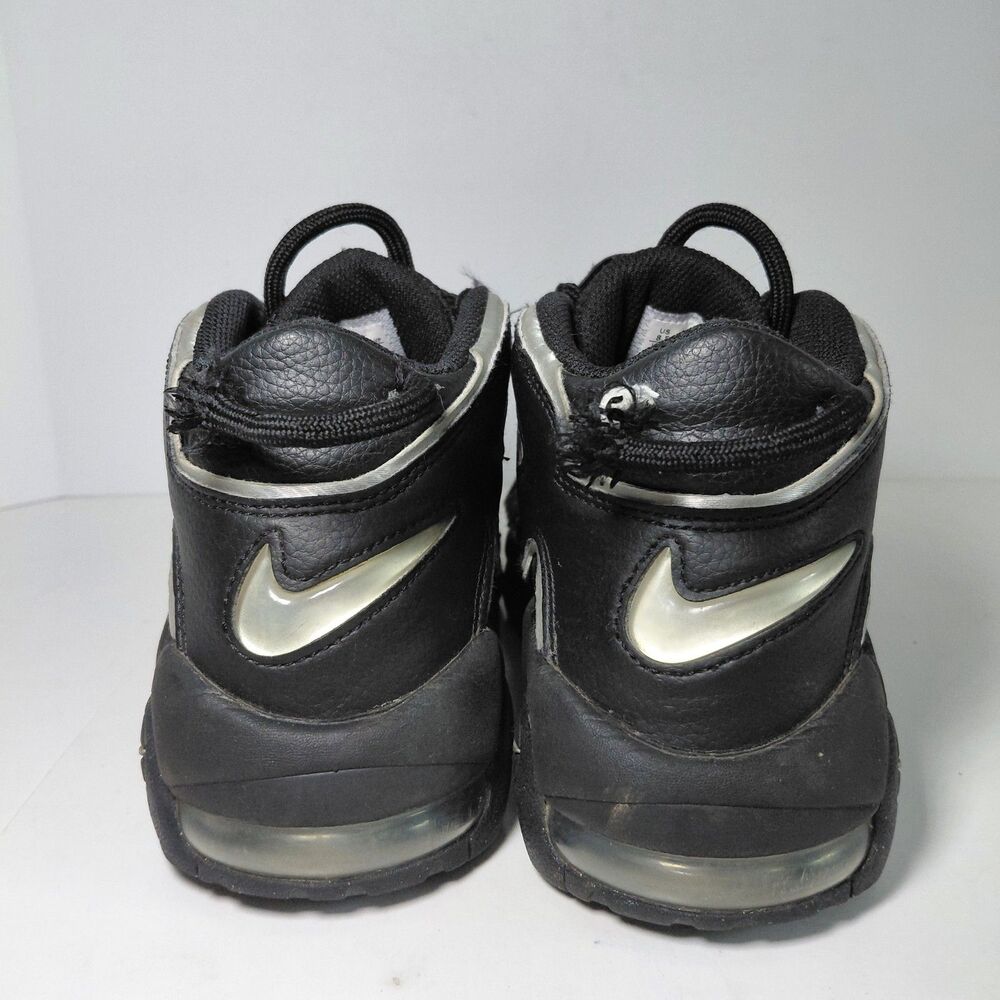 Nike Air More Uptempo Black Metallic Silver Athletic Sneakers Womens 8.5 - Picture 8 of 9